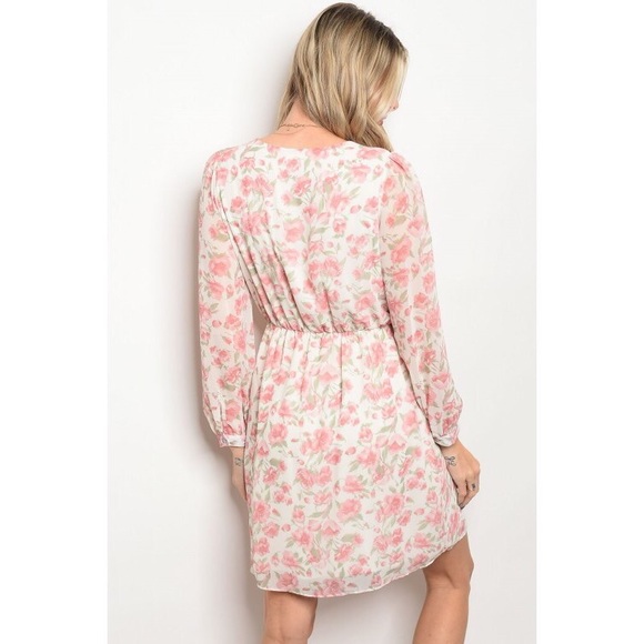 New pink floral faux wrap dress - Picture 2 of 2